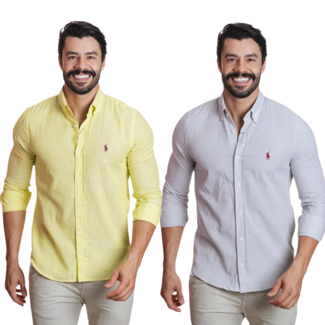 Kit 2 Camisas RL Manga Longa em Linho [ÚLTIMAS UNIDADES PELA METADE DO PREÇO]