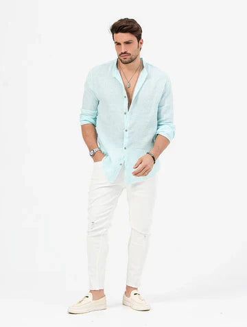 Camisa Manga Longa de Linho 100% - Modelagem Slim