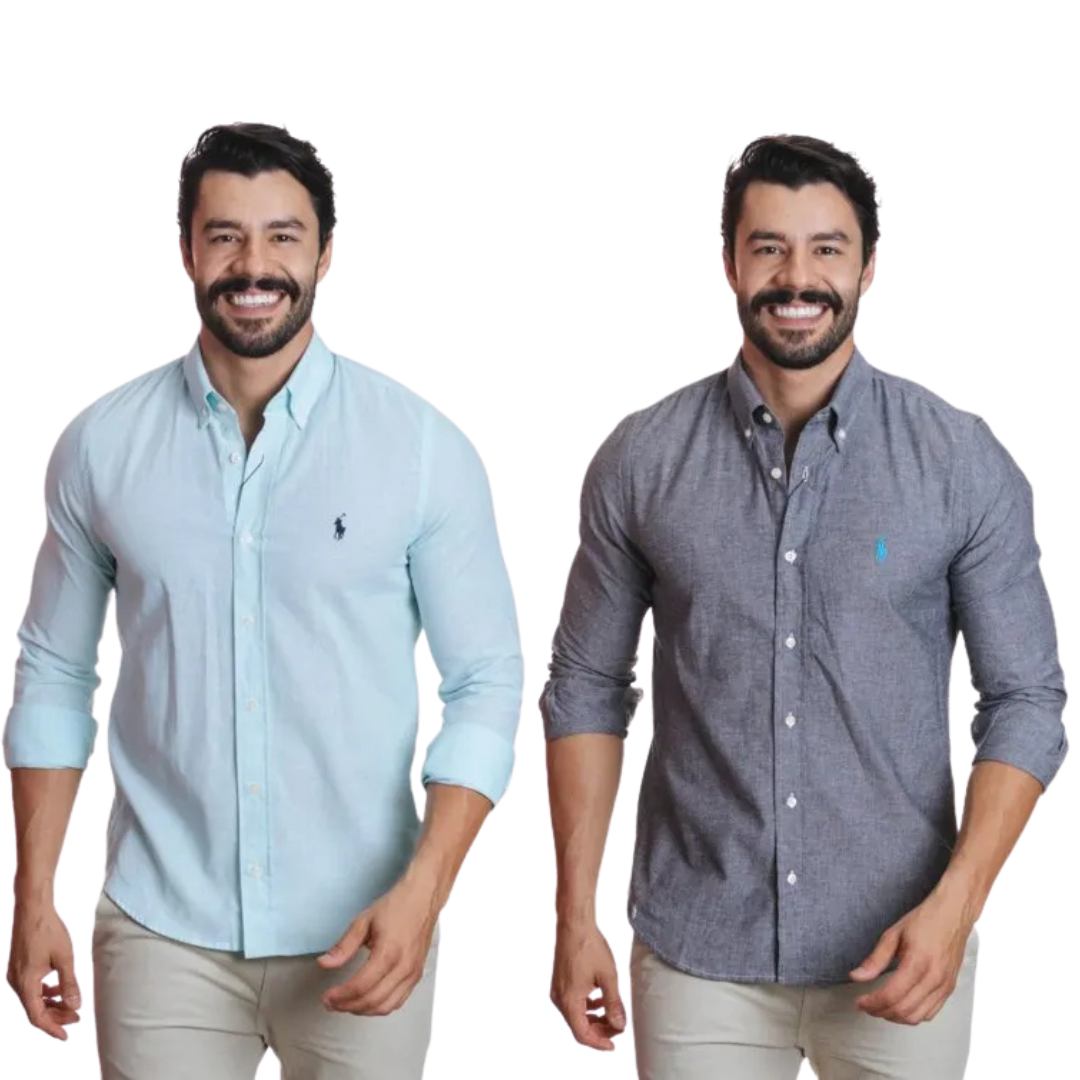 Kit 2 Camisas RL Manga Longa em Linho [ÚLTIMAS UNIDADES PELA METADE DO PREÇO]