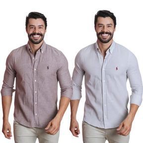 Kit 2 Camisas RL Manga Longa em Linho [ÚLTIMAS UNIDADES PELA METADE DO PREÇO]