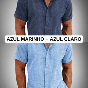 [PRÉ BLACK FRIDAY] PAGUE 1 LEVE 2 Camisas Manga Curta OLIVER de Linho 100% [Material Premium Exclusivo da Itália]