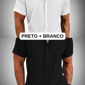 [PRÉ BLACK FRIDAY] PAGUE 1 LEVE 2 Camisas Manga Curta OLIVER de Linho 100% [Material Premium Exclusivo da Itália]