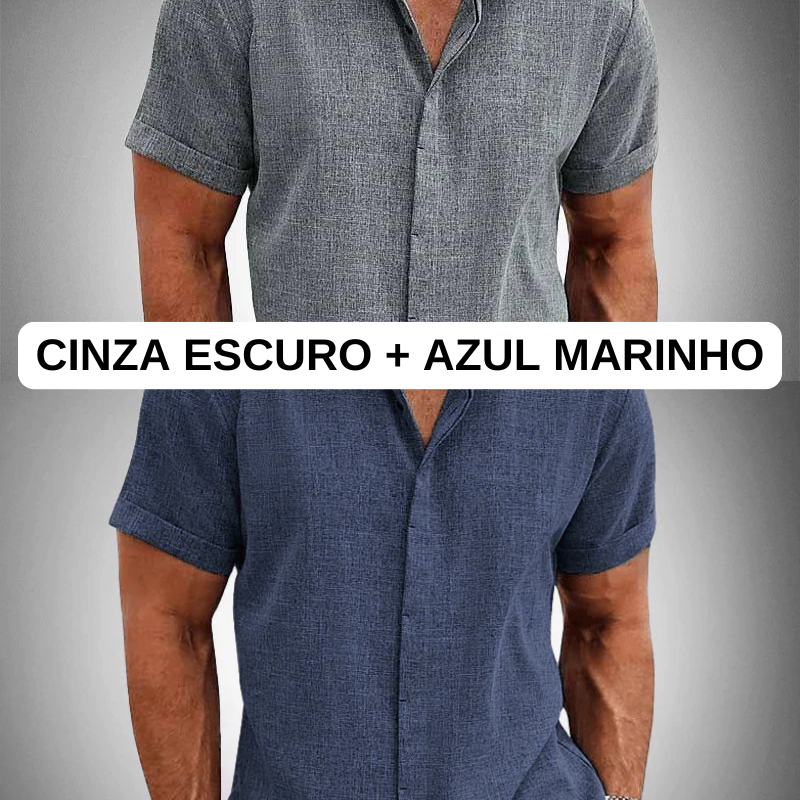 [PRÉ BLACK FRIDAY] PAGUE 1 LEVE 2 Camisas Manga Curta OLIVER de Linho 100% [Material Premium Exclusivo da Itália]