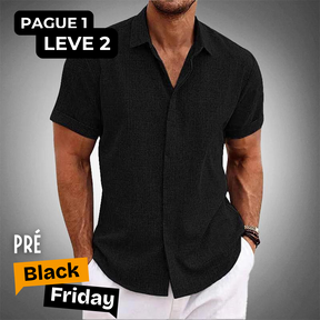 [PRÉ BLACK FRIDAY] PAGUE 1 LEVE 2 Camisas Manga Curta OLIVER de Linho 100% [Material Premium Exclusivo da Itália]