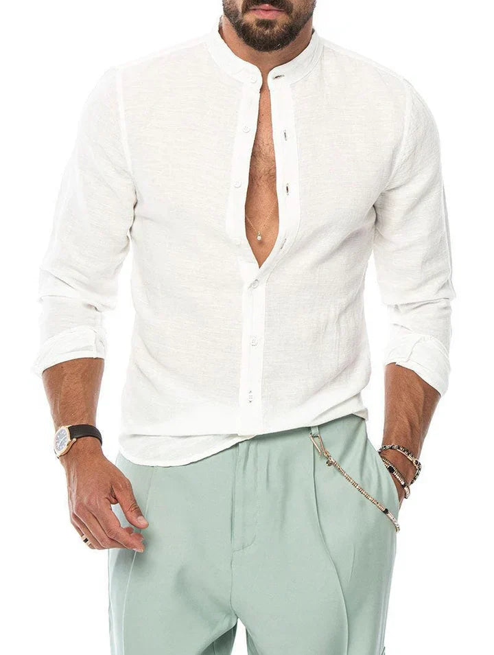 Camisa Manga Longa de Linho 100% - Modelagem Slim