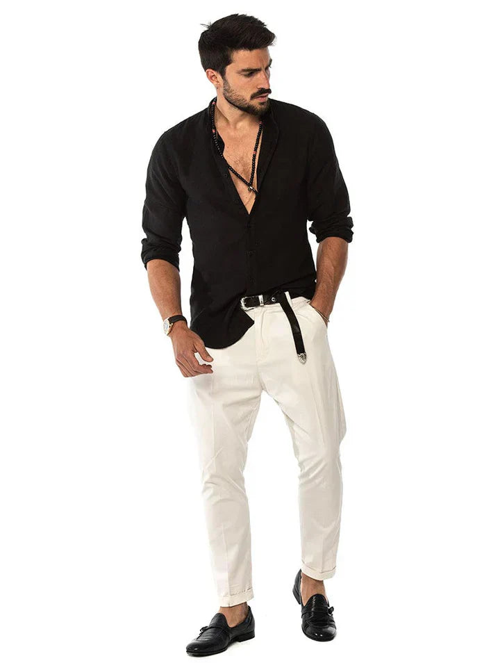 Camisa Manga Longa de Linho 100% - Modelagem Slim